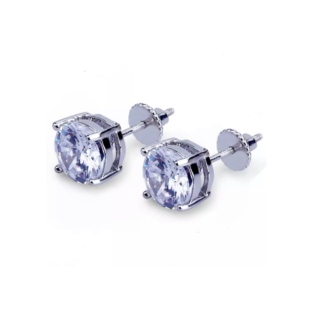 Pendientes Icy 8mm Solitaire Round