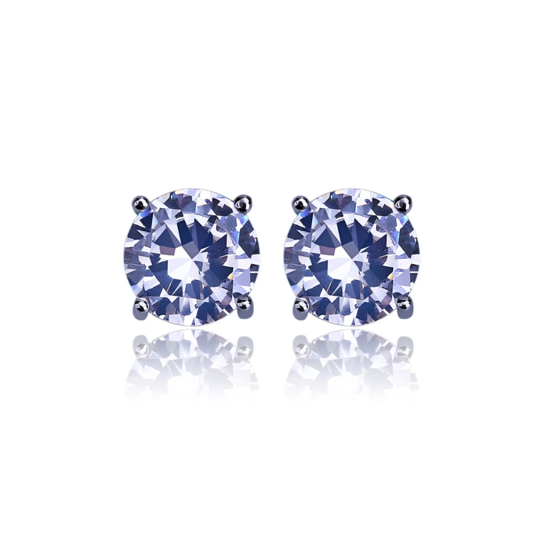 Pendientes Icy 8mm Solitaire Round