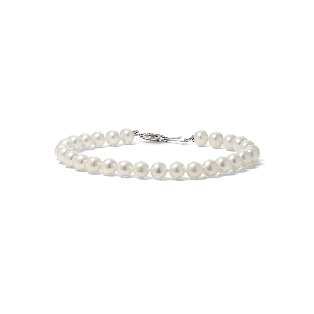 Pulsera 6mm White Pearls