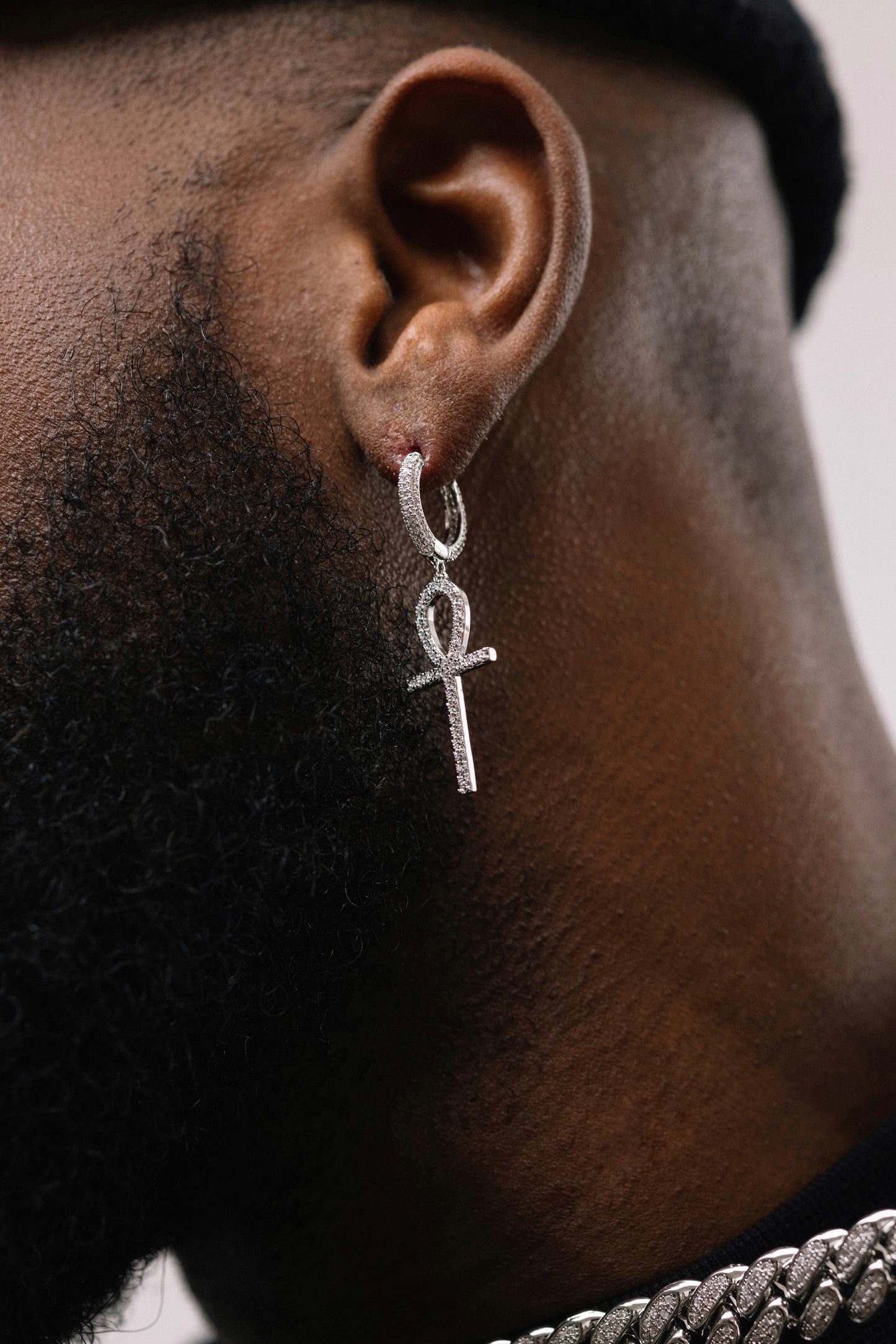 Icy Ankh Cross Earrings