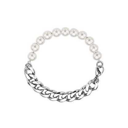 Cuban-Pearled Link Bracelet