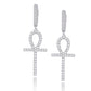 Icy Ankh Cross Earrings