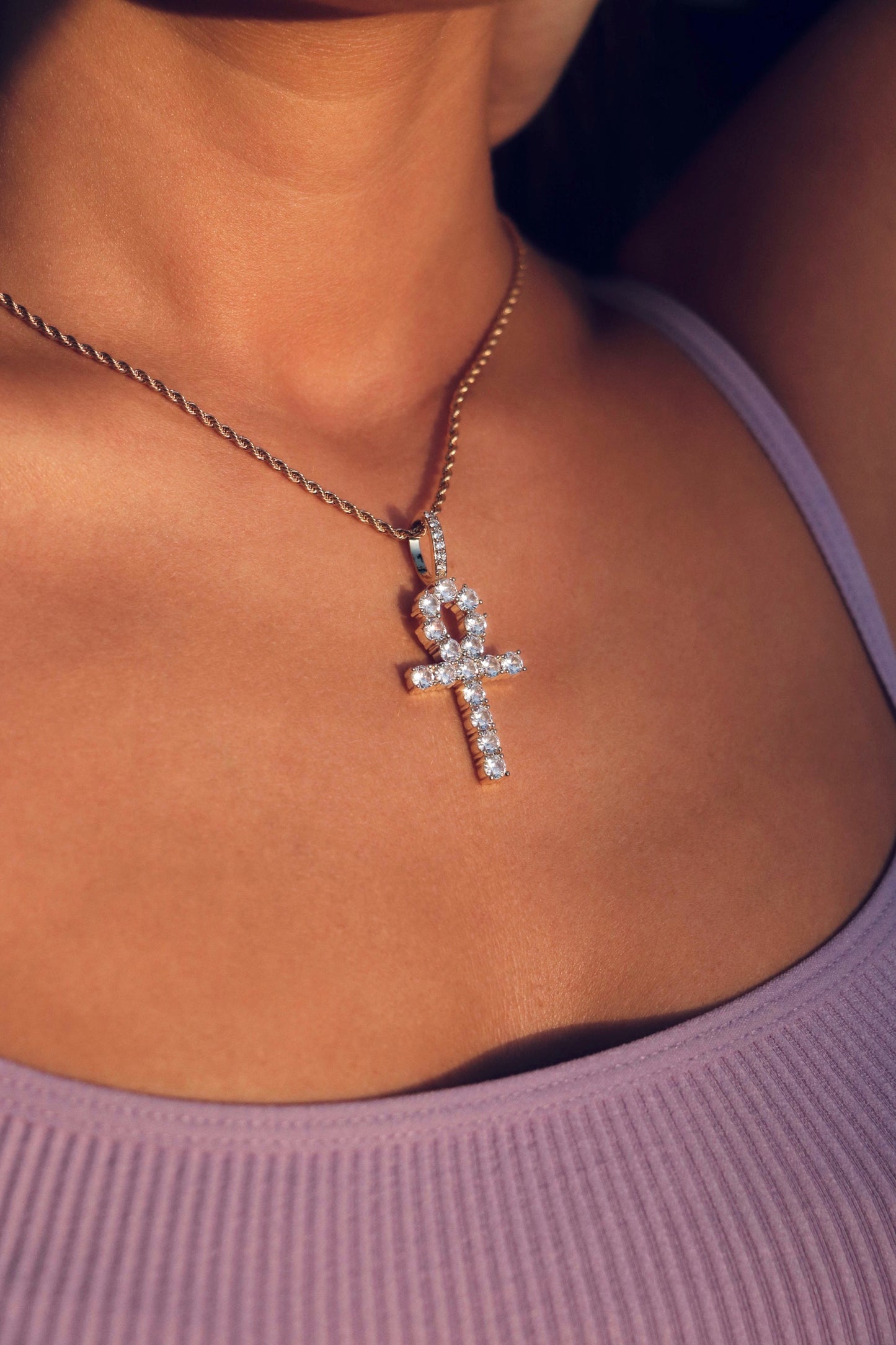 Icy Ankh Cross Chain