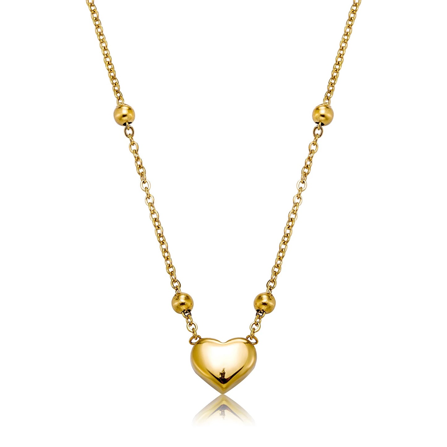 Minimal 3D Golden Heart Necklace