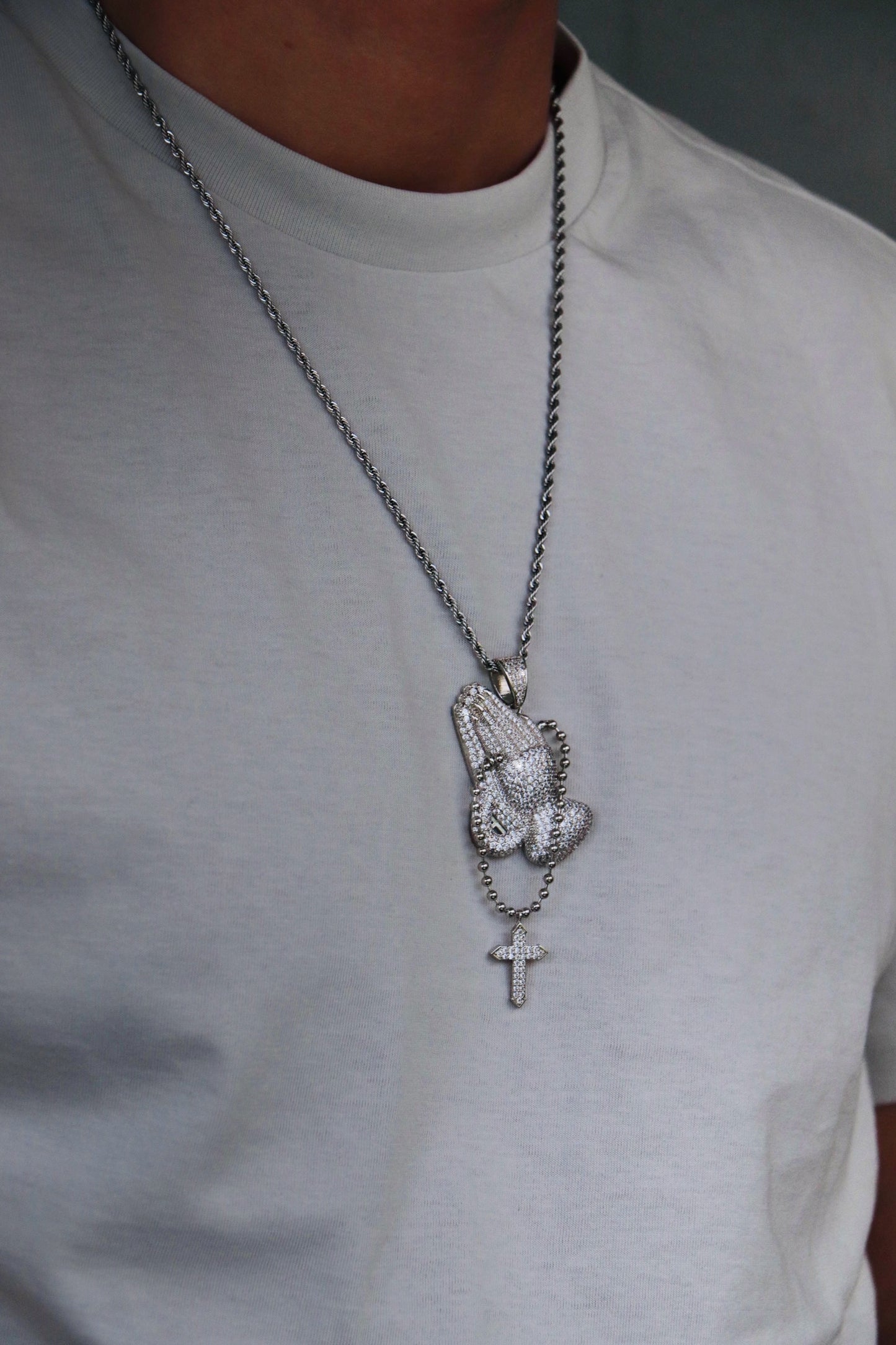 Icy Praying Hands Chain