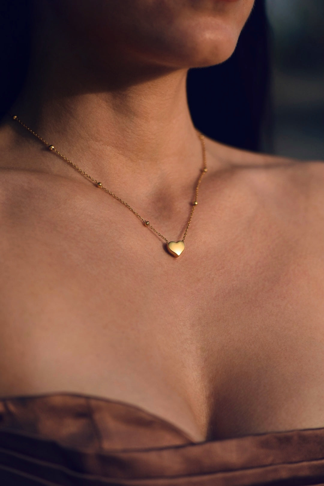 Minimal 3D Golden Heart Necklace